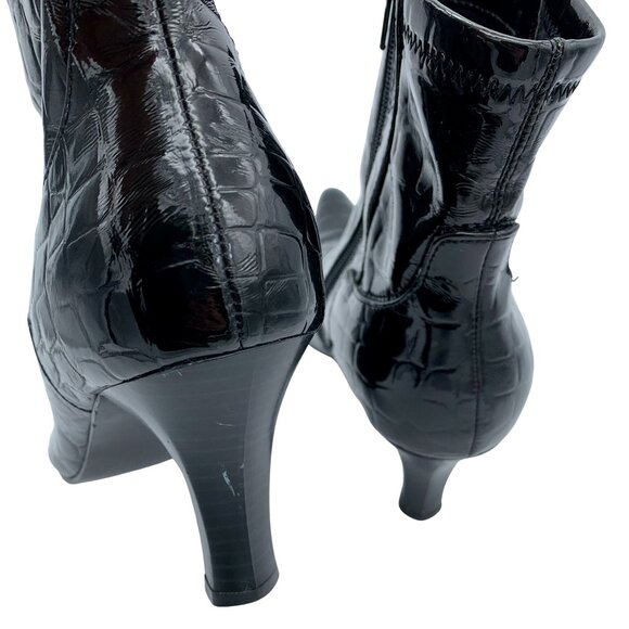 Black Ankle Glam Croco Boots - Picture 6 of 11